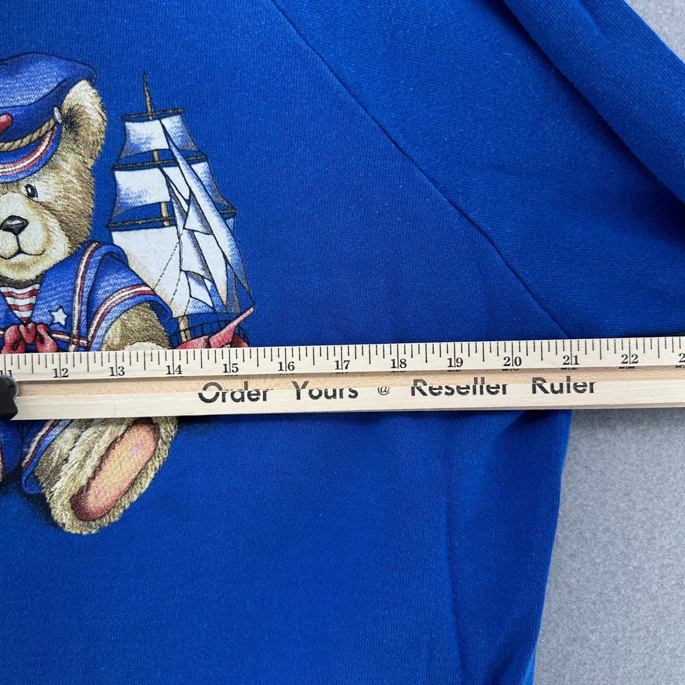 VTG Hanes Her Way Bear Sailor Anchor Collar Sweatshirt M Grannycore Nautical 90s - Picture 4 of 8